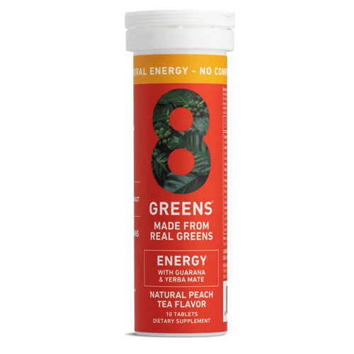 8Greens Real Greens Mega Energy шипучие таблетки с персиковым чаем -- 10 таблеток 8Greens