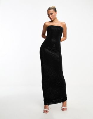 Черное облегающее платье-бандо с колоннами и бриллиантами Heiress Beverly Hills Heiress Beverly Hills