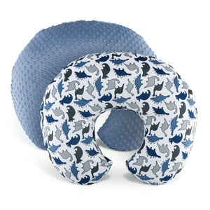 The Peanutshell Nursing Pillow Covers for Breastfeeding, 2 Pack Set, Dinosaur and Navy Blue Minky Dot The Peanutshell