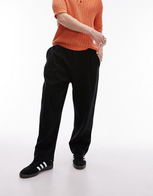 Черные широкие спортивные брюки со складками Topman TOPMAN