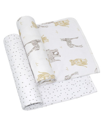 Хлопковые трикотажные пеленальные одеяла для мальчиков и девочек, упаковка из 2 шт. Living Textiles