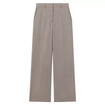 Широкие брюки из эластичной шерсти орехового цвета REISS