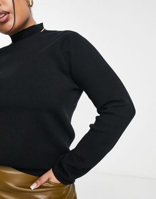 Черный свитер с круглым вырезом Mango MANGO