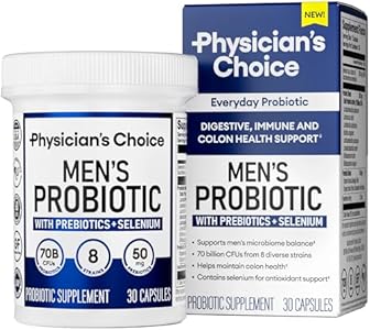 Physician's CHOICE Probiotics for Men - 70 Billion CFU - 8 Strains - w/Selenium & Organic Prebiotics - Supports Digestive Health, Microbiome, Colon, & Immune Health - Advanced Men's Probiotic - 30ct Physician's Choice