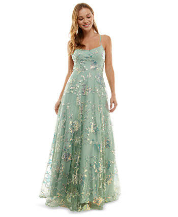 Juniors' Embellished Strappy Mesh A-Line Dress, Created for Macy's Say Yes to the Prom