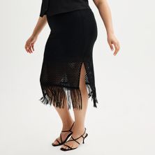 Plus Size INTEMPO™ Crochet Fringe Skirt INTEMPO