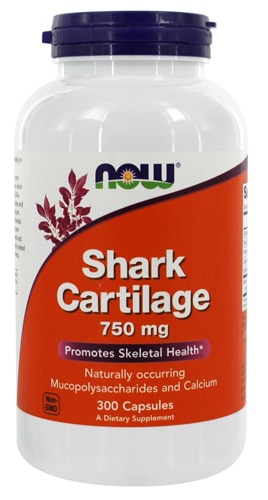 Акулий хрящ — 750 мг — 300 капсул NOW Foods