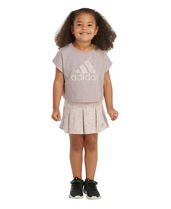Топ без рукавов для девочек и юбка с принтом для маленьких девочек, комплект из 2 предметов Adidas