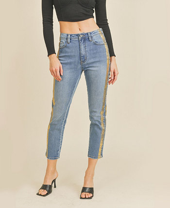 Женские джинсы-бойфренды с золотистым швом Rubberband Stretch