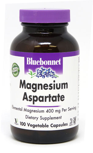 Аспарат магния Bluebonnet Nutrition — 400 мг — 100 растительных капсул Bluebonnet Nutrition