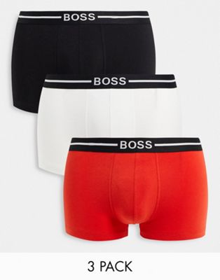 Комплект из 3 хлопковых трусов BOSS черного/красного/белого цвета - МУЛЬТИ BOSS Bodywear