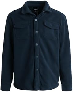 DKNY Boys' Shirt Jacket - Heavyweight Warm Button Down Long Sleeve Shirt Jacket - Cozy Flannel Shacket for Boys (8-20) DKNY