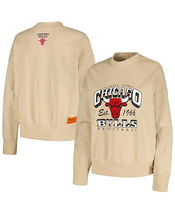 Женский кремовый пуловер Chicago Bulls большого размера с уютным воротником и воротником-стойкой Qore