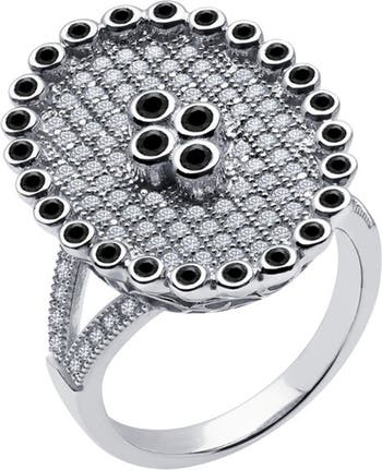 Овальное кольцо с белыми и черными бриллиантами, имитирующими белые и черные бриллианты, Micro Pave LaFonn