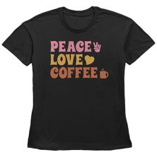 Женский аромат Fifth Sun &#34;Peace Love Coffee&#34; Футболка с текстовым рисунком в стиле хиппи FIFTH SUN
