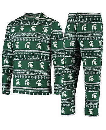 Men's Green Michigan State Spartans Ugly Sweater Knit Long Sleeve Top and Pant Set Concepts Sport