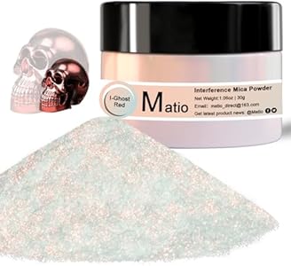 Matio Interference Mica Powder, 1.06oz/ 30g Berserk Moon Chrome Powder, Pearlescent Effect Color Shift Pigment for Epoxy Resin, Makeup Shimmer, Nail Polish, Soap Dye, Candle Making, Paint, Slime Matio