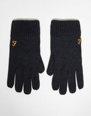 Серые перчатки с логотипом Farah Farah