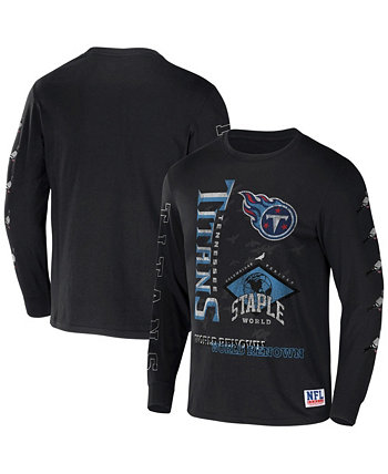 Men's NFL X Staple Black Tennessee Titans World Renowned Long Sleeve T-shirt NFL Properties