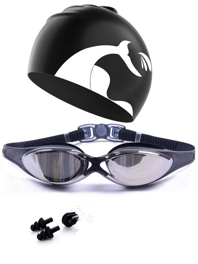 4шт противотуманные очки с силиконовой шапочкой для плавания SHEIN
