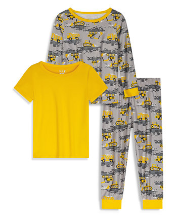 Облегающая пижама для маленьких мальчиков со штанами, футболкой с длинным рукавом и футболкой с коротким рукавом, комплект из 3 предметов Max & Olivia