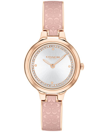 Женские часы Chelsea золотистого и светло-розового цвета с браслетом Signature C, 27 мм COACH
