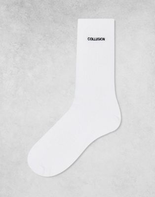 Белые фирменные носки унисекс COLLUSION Collusion