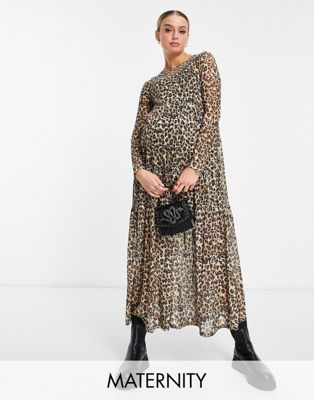 Ярусное сетчатое платье миди с леопардовым принтом Violet Romance Maternity Violet Romance Maternity