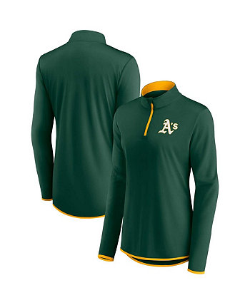 Женская зеленая футболка Oakland Athletics с молнией без четверти в углу Fanatics