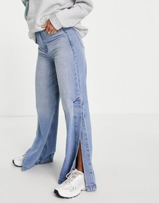 Широкие джинсы dylan в стиле 90-х с боковыми разрезами голубого цвета Dr Denim Dr Denim