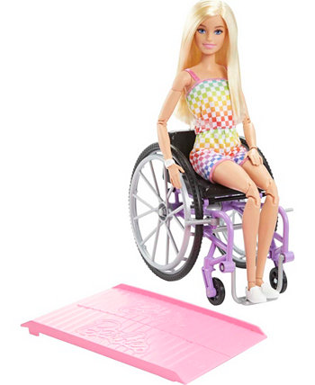 Кукла Fashionistas с инвалидной коляской, пандусом и светлыми волосами Barbie