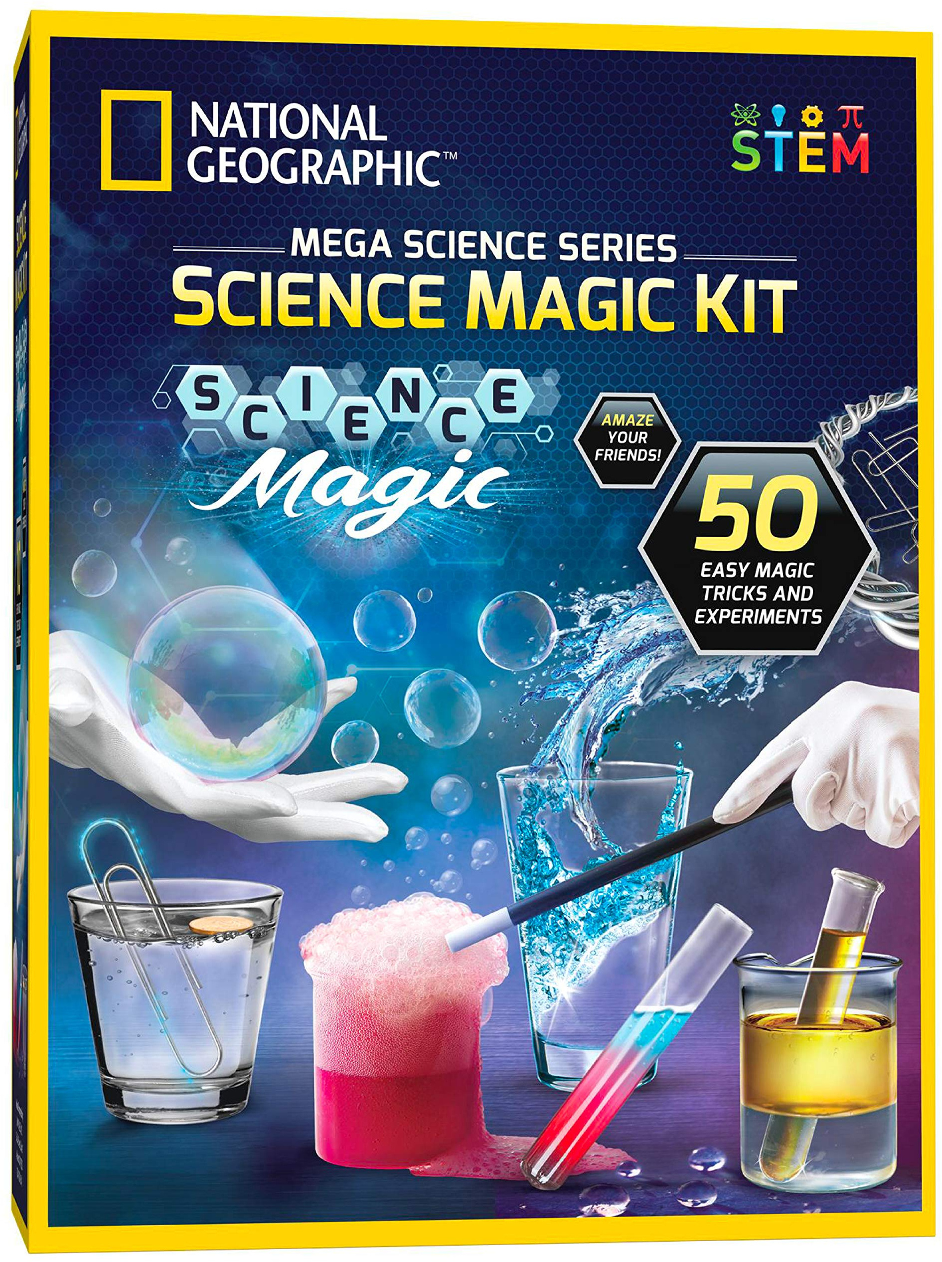 NATIONAL GEOGRAPHIC Science Magic Kit — проведите 20 уникальных экспериментов в качестве фокусов, включает в себя волшебную палочку и более 50 деталей, отличный обучающий научный набор для мальчиков и девочек National Geographic