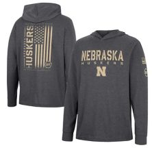 Мужская темно-серая футболка Nebraska Huskers Team OHT с капюшоном в стиле милитари и футболкой с длинными рукавами Colosseum
