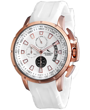 Мужские часы с хронографом Enterprise белого цвета с силиконовым ремешком 46 мм Strumento Marino