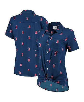 Женская темно-синяя рубашка Boston Red Sox на пуговицах со всеми логотипами FOCO