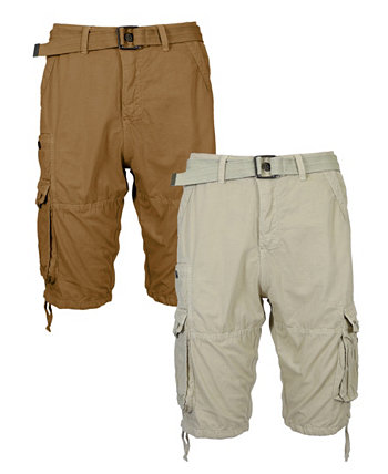 Мужские хлопковые шорты карго с поясом в винтажном стиле, упаковка из 2 шт. Blu Rock