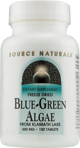 Source Naturals Сублимированные сине-зеленые водоросли из озера Кламат — 500 мг — 100 таблеток Source Naturals