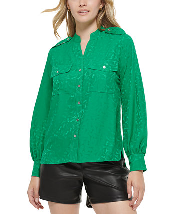 Жаккардовая блуза на пуговицах Karl Lagerfeld Paris