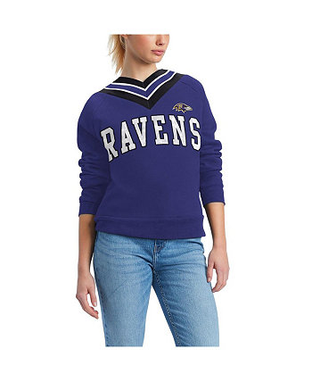 Women's Purple Baltimore Ravens Heidi V-Neck Pullover Sweatshirt Tommy Hilfiger