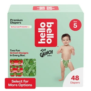 Hello Bello X Dr. Seuss The Grinch Toddler Diapers, Size 5, 48ct (Select for More Options) Hello Bello