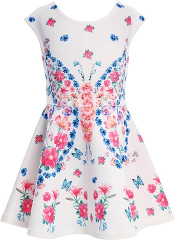 Floral Butterfly Print Fit & Flare Dress Hannah Banana