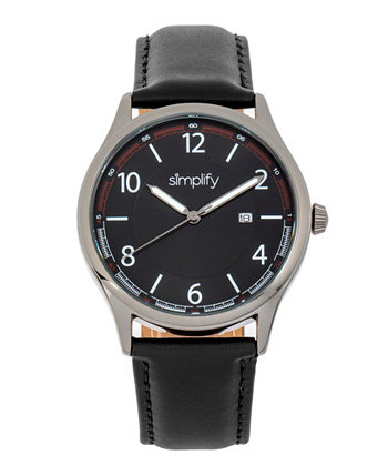 Женские часы The 6900 с черным, синим, коричневым или оранжевым ремешком из натуральной кожи, 46 мм Simplify