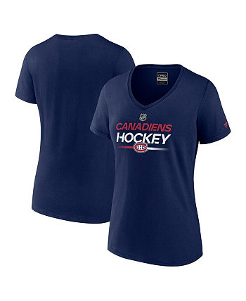Women's Navy Montreal Canadiens Authentic Pro V-Neck T-shirt Fanatics