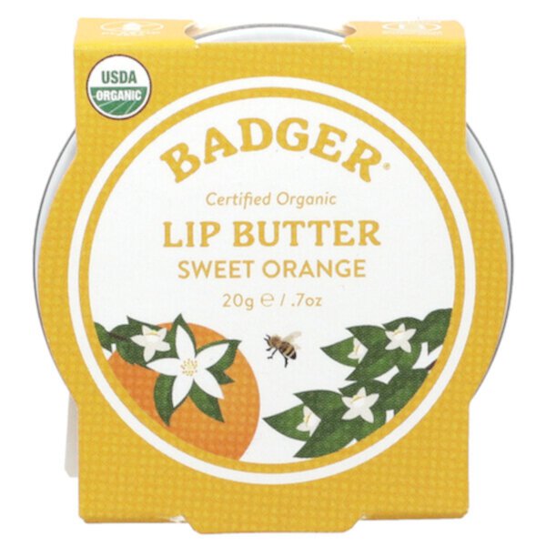 Масло для губ, сладкий апельсин, 0,7 унции (20 г) Badger Basket