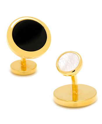 Двухсторонние золотые оникс круглые скошенные запонки Cufflinks, Inc.