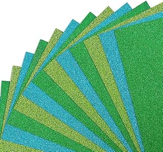 Whaline 30 Sheets Glitter Green Cardstock Paper 3 Colors Thick Card Stock Glitter Paper Shiny Craft Paper Construction Paper for DIY Art Craft Scrapbook Card Making Party Decoration Supplies Whaline