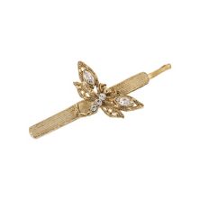 1928 Gold Tone Crystal Glass Stone Dragonfly Bobby Pin 1928