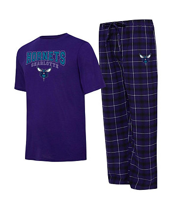Мужской комплект для сна: фиолетовая и черная футболка Charlotte Hornets Arctic и пижамные штаны College Concepts