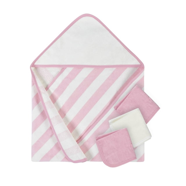 Gerber Baby Boy or Baby Girl Unisex Hooded Terry Velour Bath Towel & Washcloths Set, 4-Piece GERBER