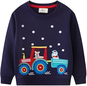 Toddler Boys Sweatshirts Dinosaur Long Sleeve Pullover Crewneck Shirts Cartoon Tee Sport Tops for Kids 1-8T Popshion